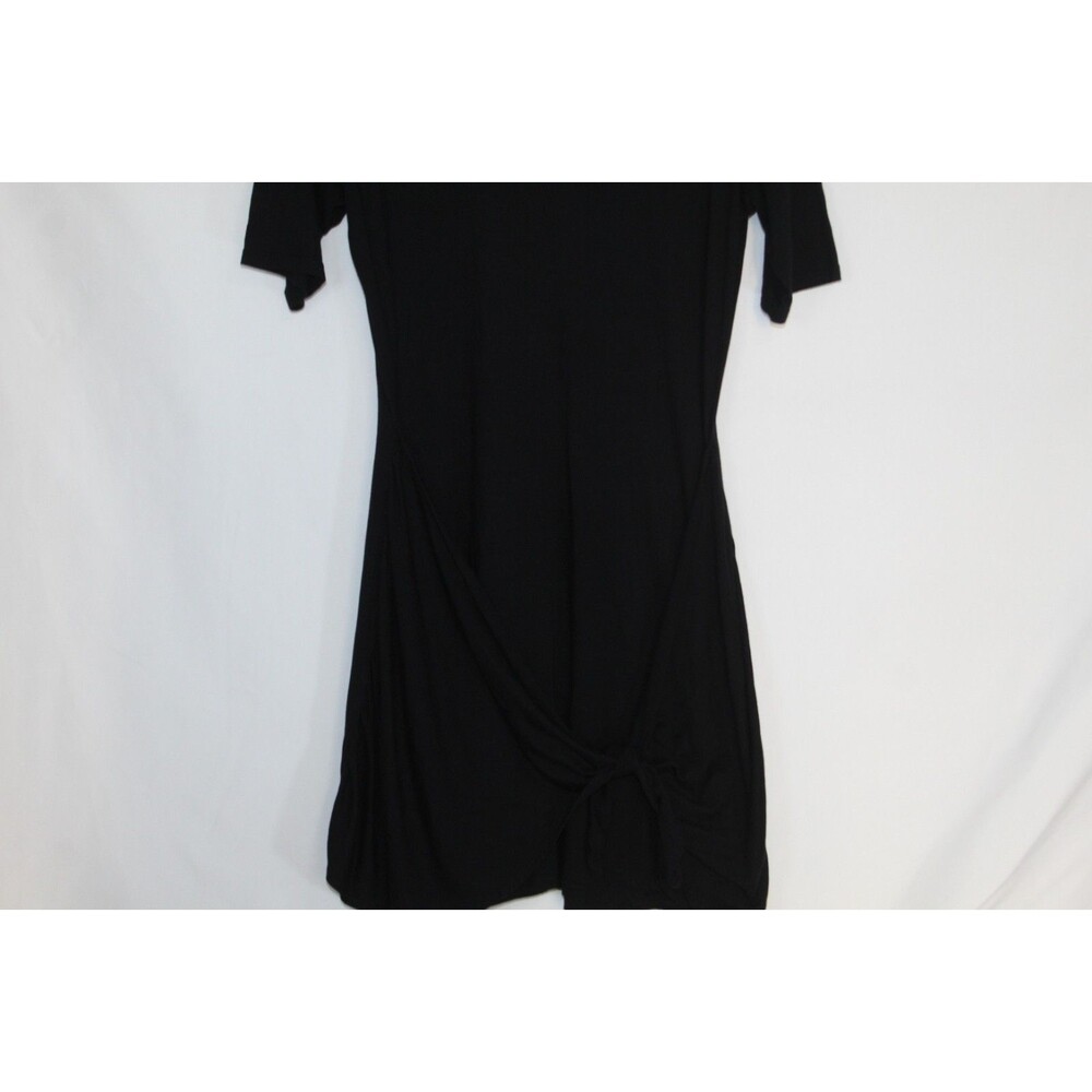 Michael Stars women's t-shirt shift dress size L black short sleeve tie hip lbd - Picture 5 of 13
